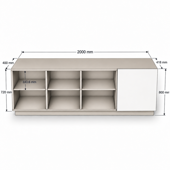Comoda Bianca, Front MDF Frezat Vopsit, 200x 80x 40 [6]