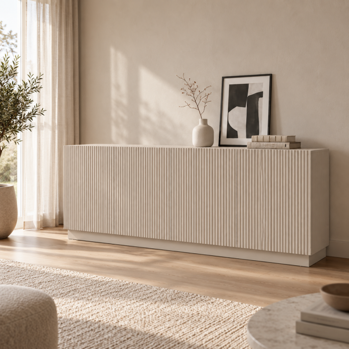 Comoda Bianca, Front MDF Frezat Vopsit, 200x 80x 40 [4]