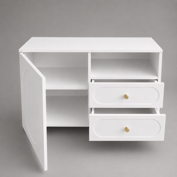 Comoda Cleo, alb, 1 usa, 2 sertare, MDF vopsit [4]
