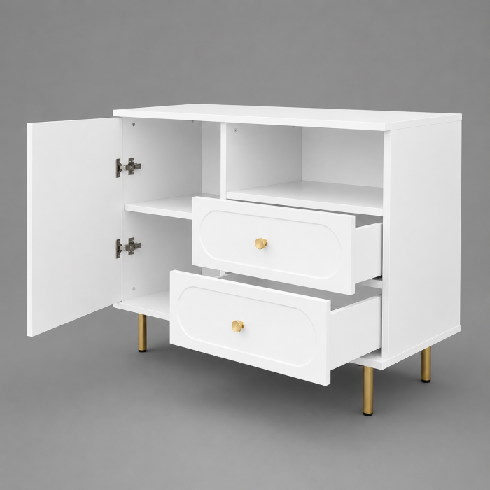 Comoda Cleo, alb, 1 usa, 2 sertare, MDF vopsit [5]