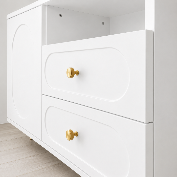 Comoda Cleo, alb, 1 usa, 2 sertare, MDF vopsit [3]