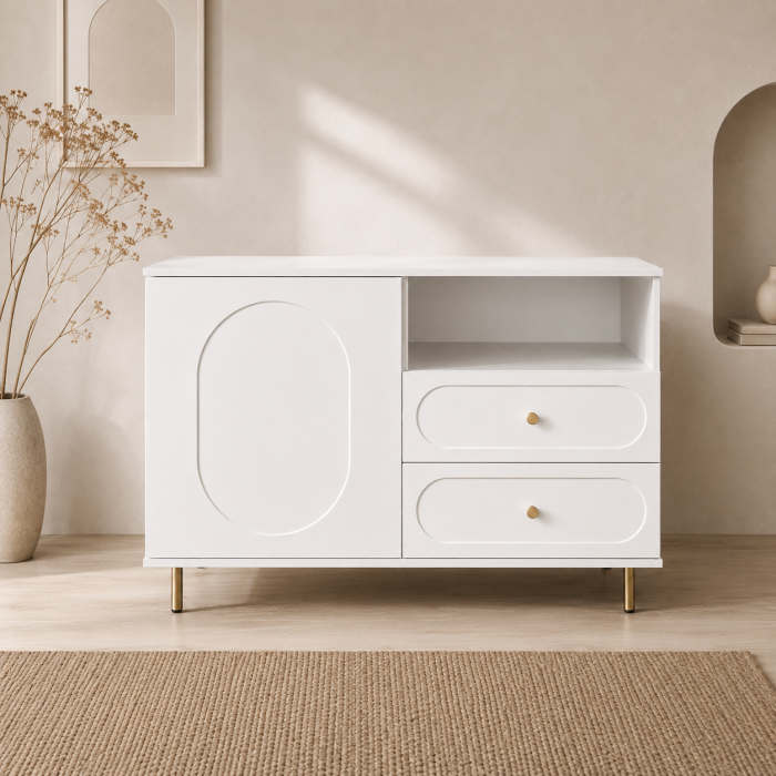 Comoda Cleo, alb, 1 usa, 2 sertare, MDF vopsit [2]