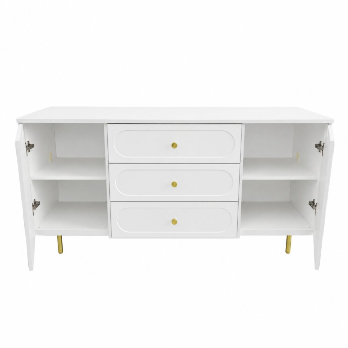 Comoda Cleo, Alb, 3 sertare, 2 usi, MDF vopsit [4]