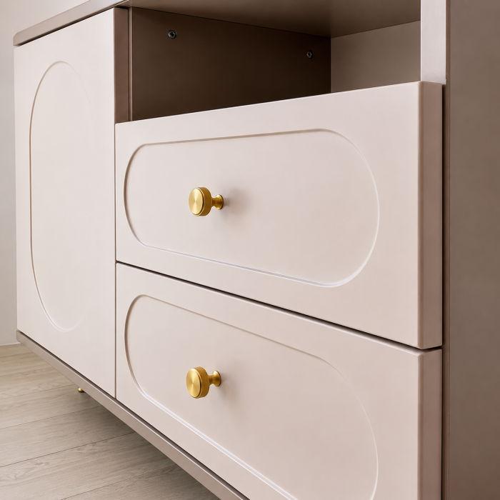 Comoda Cleo, greige, 1 usa, 2 sertare, MDF vopsit [3]