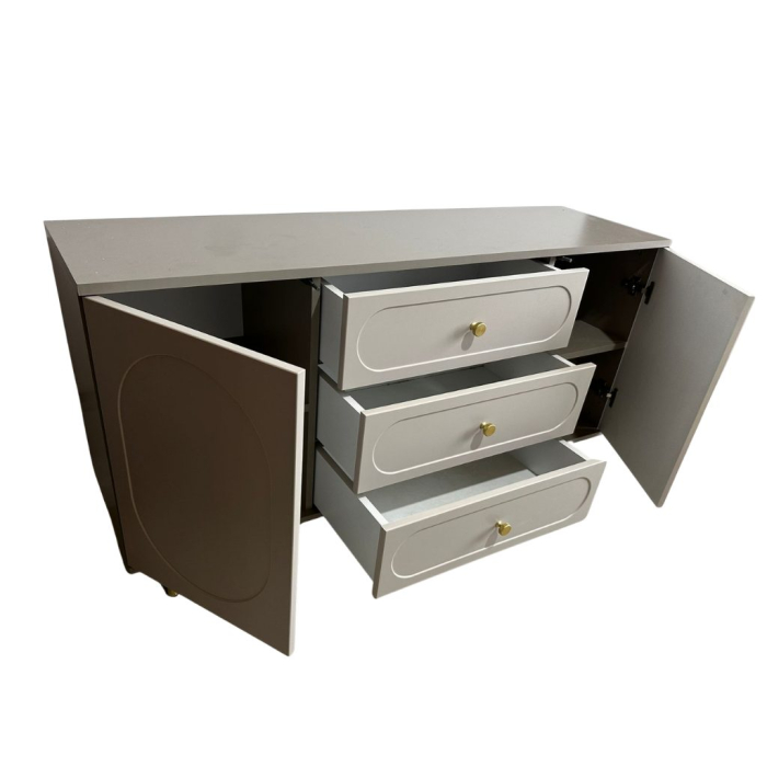Comoda Cleo, greige, 3 sertare, 2 usi, MDF vopsit [7]