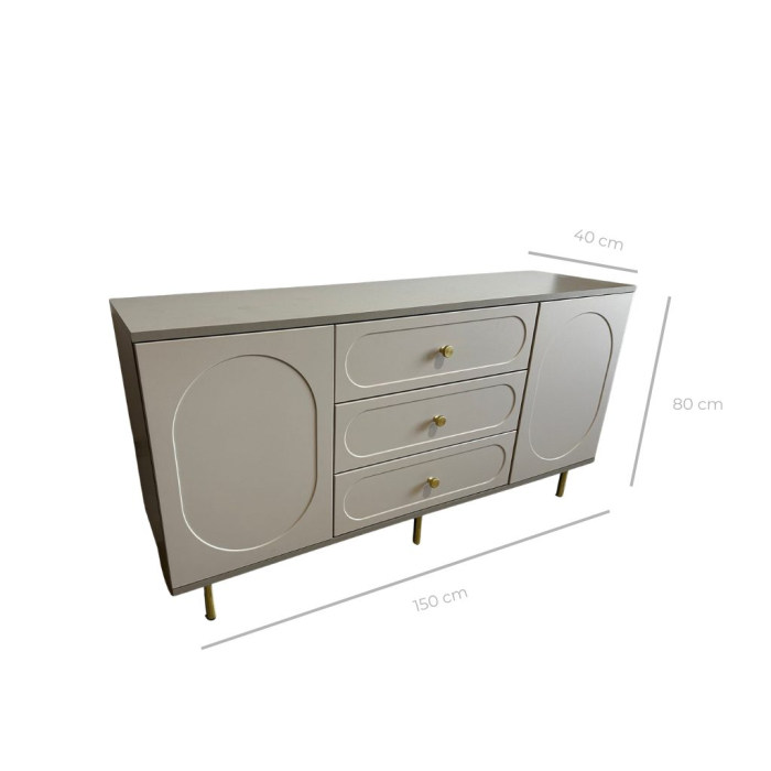 Comoda Cleo, greige, 3 sertare, 2 usi, MDF vopsit [5]