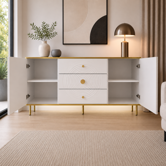 Comoda Andra, 3 sertare, 2 usi ,MDF frezat vopsit [3]