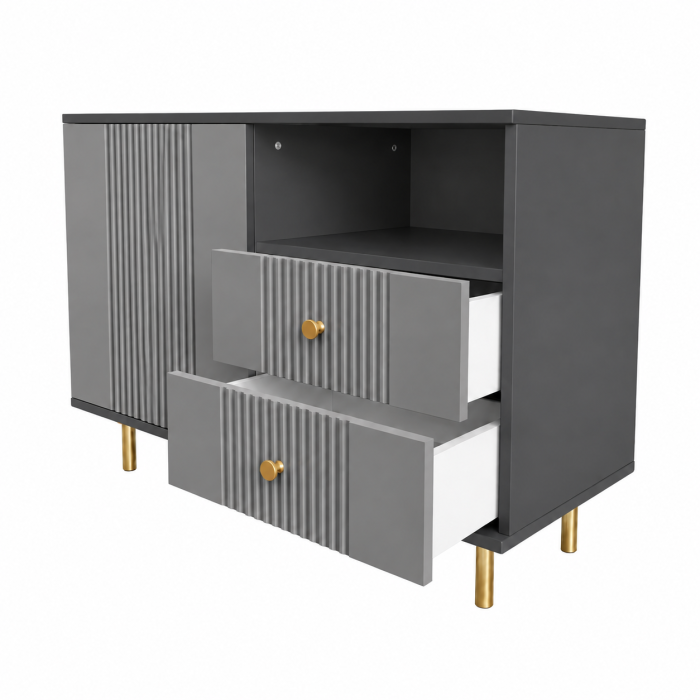 Comoda Rivo, Simpla, Gri Antracit, MDF riflaj vopsit [4]