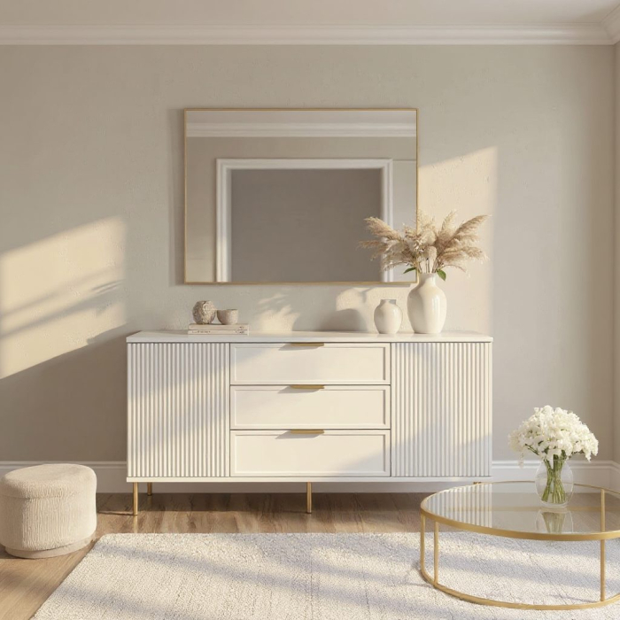 Comoda Soft, alb, 3 sertare, 2 usi, MDF vopsit [5]