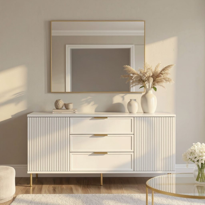 Comoda Soft, alb, 3 sertare, 2 usi, MDF vopsit [2]