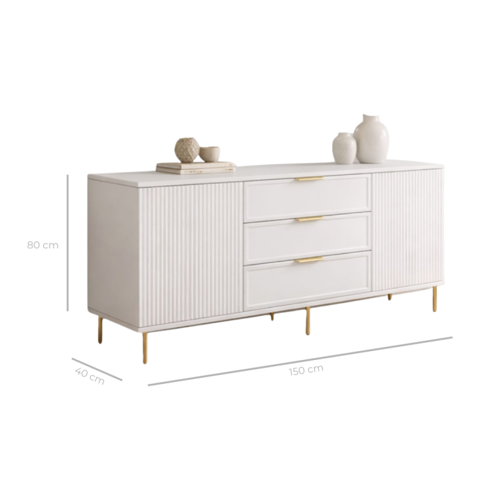 Comoda Soft, alb, 3 sertare, 2 usi, MDF vopsit [6]