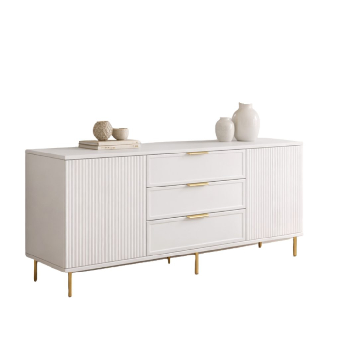 Comoda Soft, alb, 3 sertare, 2 usi, MDF vopsit [7]