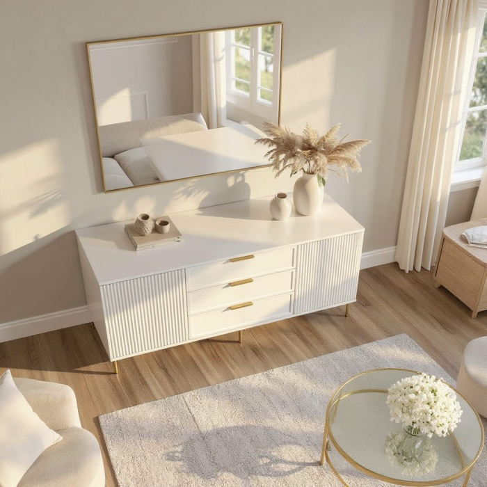 Comoda Soft, alb, 3 sertare, 2 usi, MDF vopsit [3]
