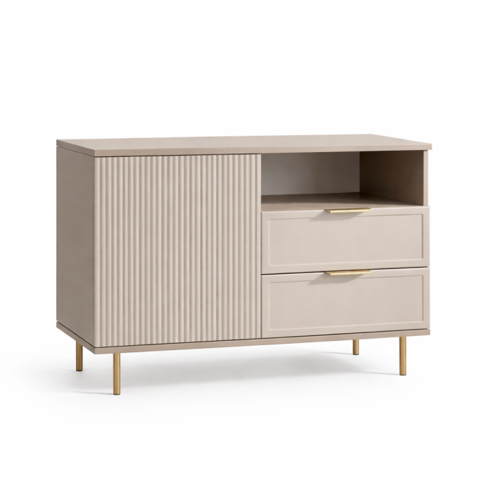 Comoda Soft, casmir, 1 usa, 2 sertare, MDF riflaj vopsit [7]