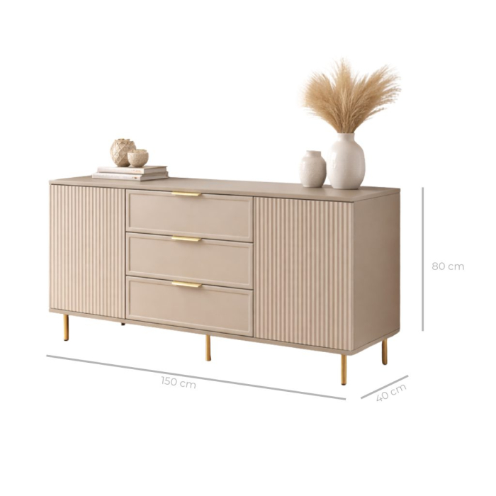 Comoda Soft, casmir, 3 sertare, 2 usi, MDF vopsit [6]