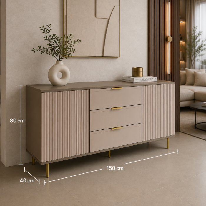 Comoda Soft, casmir (bazalt), 3 sertare, 2 usi, MDF vopsit [6]