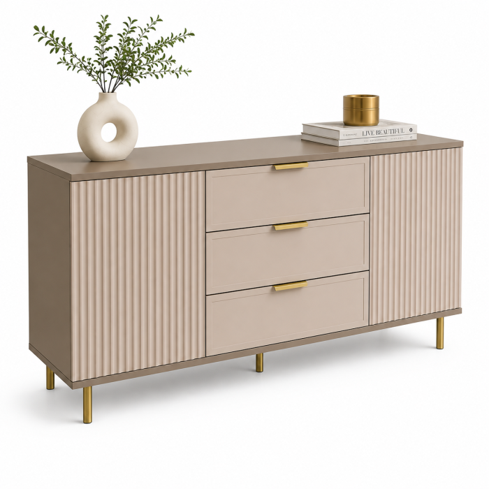 Comoda Soft, casmir (bazalt), 3 sertare, 2 usi, MDF vopsit [5]