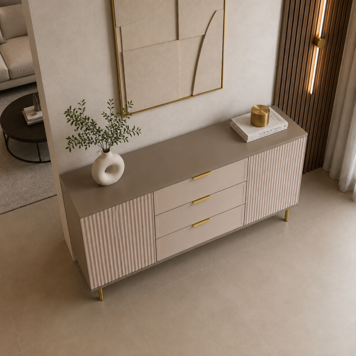Comoda Soft, casmir (bazalt), 3 sertare, 2 usi, MDF vopsit [3]
