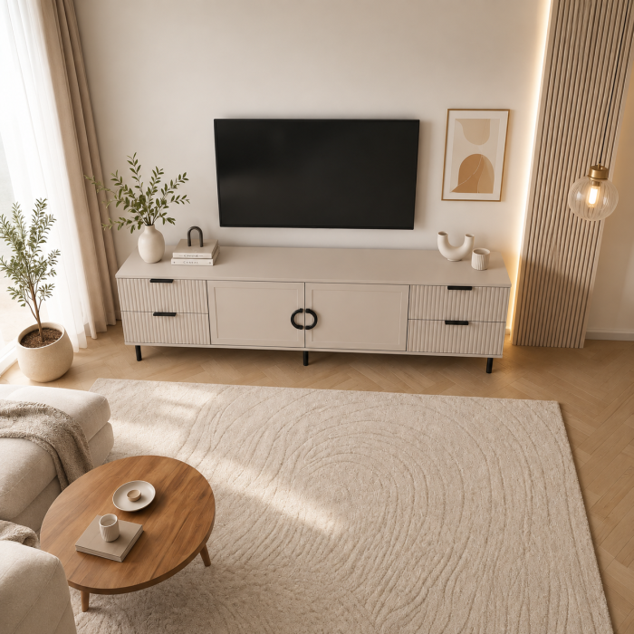 Comoda TV Rina, 2 usi 4 sertare, MDF Vopsit [2]
