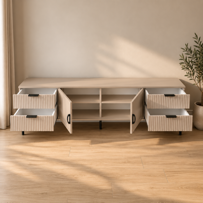 Comoda TV Rina, 2 usi 4 sertare, MDF Vopsit [8]