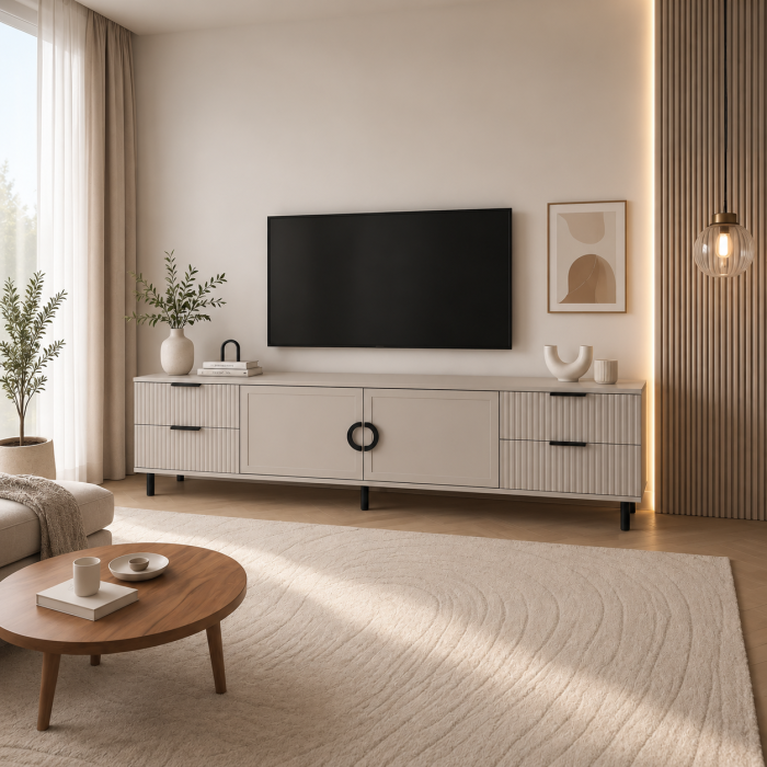 Comoda TV Rina, 2 usi 4 sertare, MDF Vopsit [3]