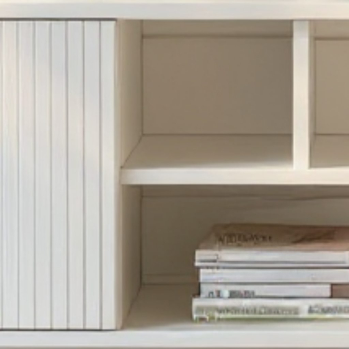 Comoda TV Soft, alb, 1 usa riflaj, 2 sertare, MDF frezat vopsit [8]