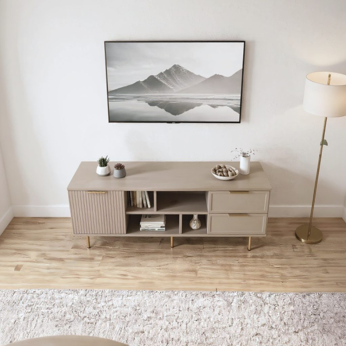 Comoda TV Soft, casmir, 1 usa riflaj, 2 sertare, MDF frezat vopsit [2]