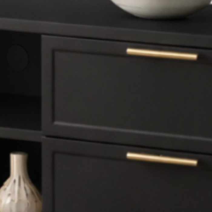 Comoda TV Soft, negru, 1 usa riflaj, 2 sertare, MDF frezat vopsit [8]