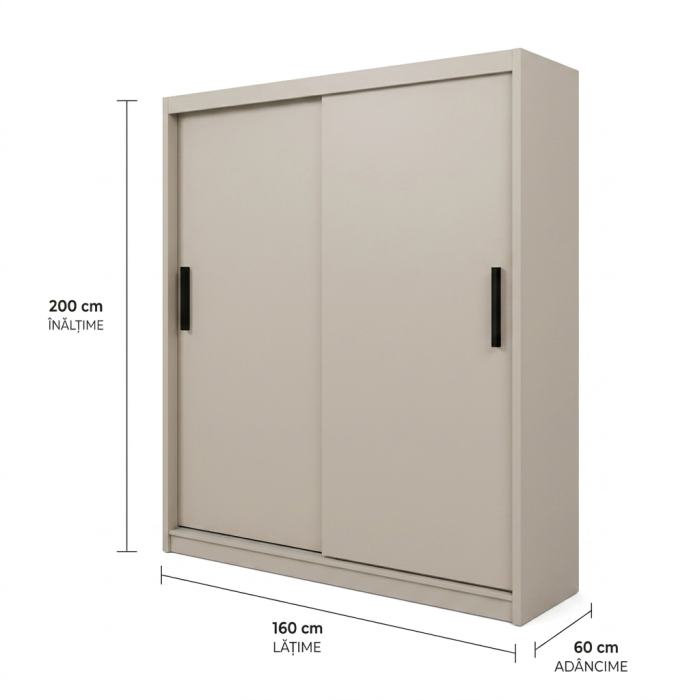 Dressing cu  Usi Culisante, Casmir deschis, L160 x A60 x H200 [8]