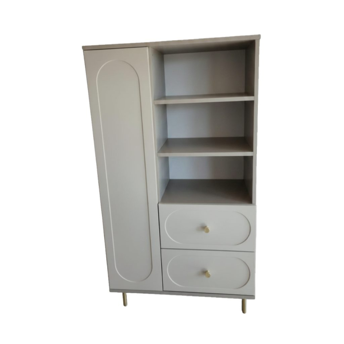 Dulap Living Cleo, greige, 1 usa, 2 sertare, MDF vopsit [7]