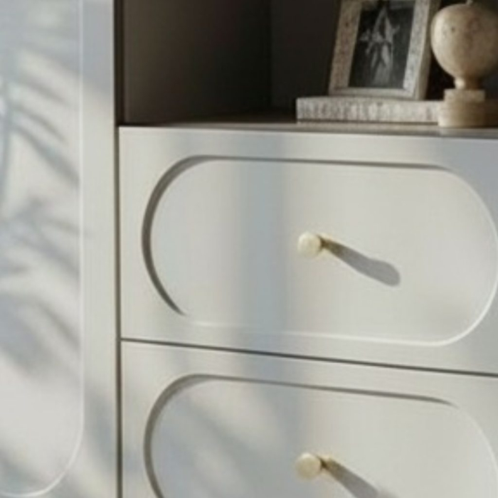 Dulap Living Cleo, greige, 1 usa, 2 sertare, MDF vopsit [9]