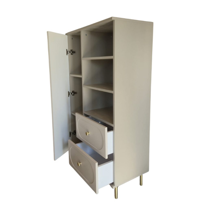 Dulap Living Cleo, greige, 1 usa, 2 sertare, MDF vopsit [8]