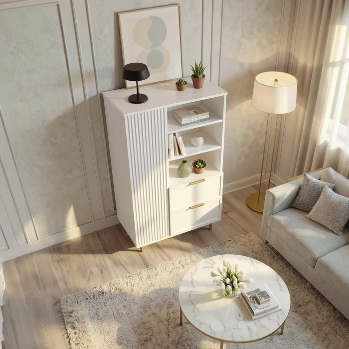 Dulap Living Soft, alb, MDF frezat vopsit [4]