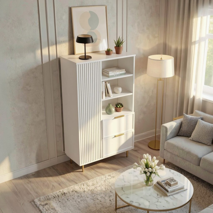 Dulap Living Soft, alb, MDF frezat vopsit [2]
