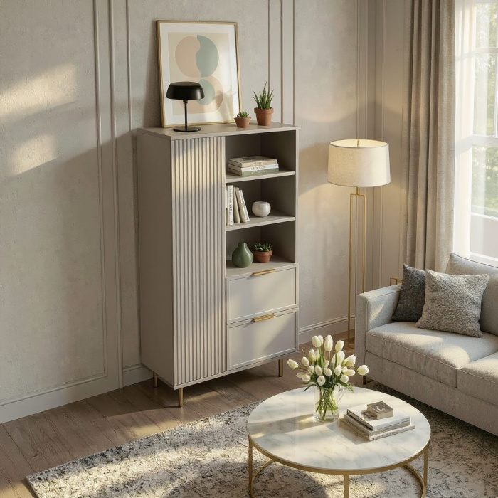 Dulap Living Soft, casmir, MDF frezat vopsit [5]