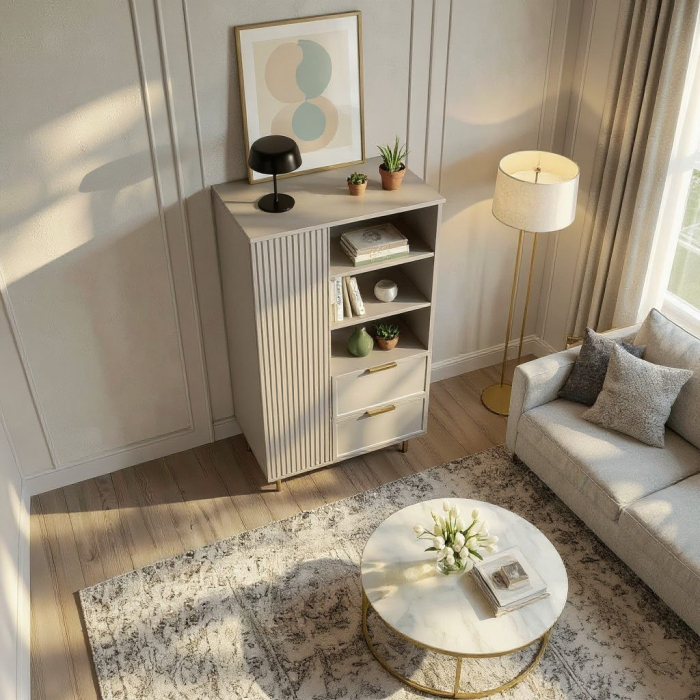 Dulap Living Soft, casmir, MDF frezat vopsit [2]