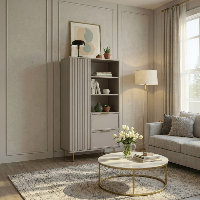 Dulap Living Soft, casmir, MDF frezat vopsit [4]