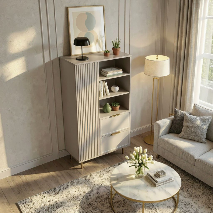 Dulap Living Soft, casmir, MDF frezat vopsit [3]