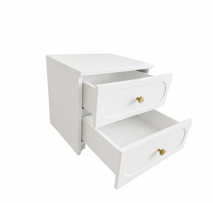 Noptiera Cleo, Alb, 2 sertare, MDF vopsit [2]