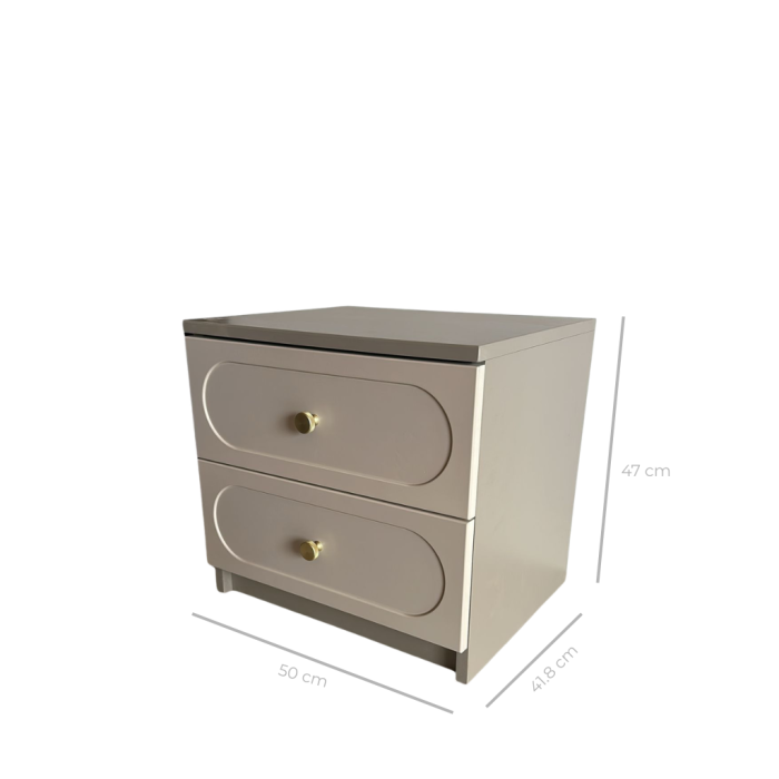 Noptiera Cleo, greige, 2 sertare, MDF vopsit [6]