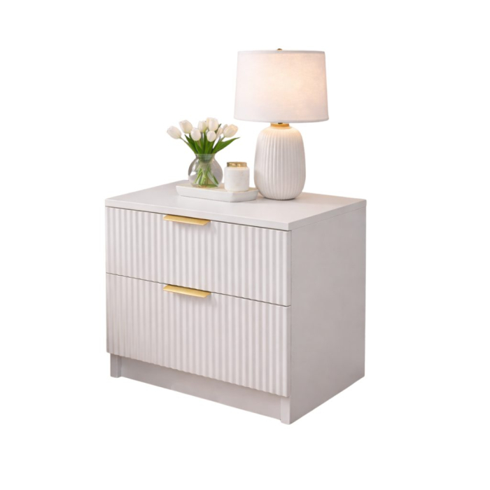 Noptiera Soft, alb, 2 sertare, MDF riflaj vopsit [6]