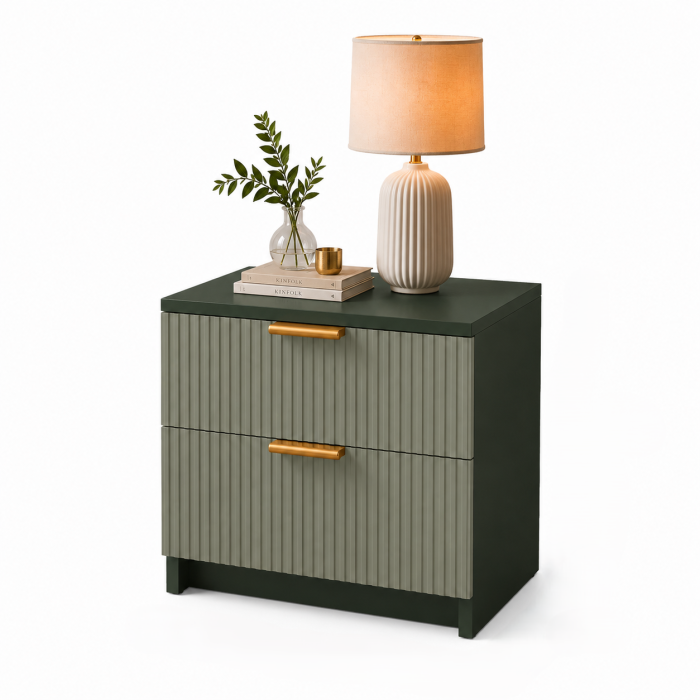 Noptiera Soft, Forest Greige, 2 sertare, MDF riflaj vopsit [4]