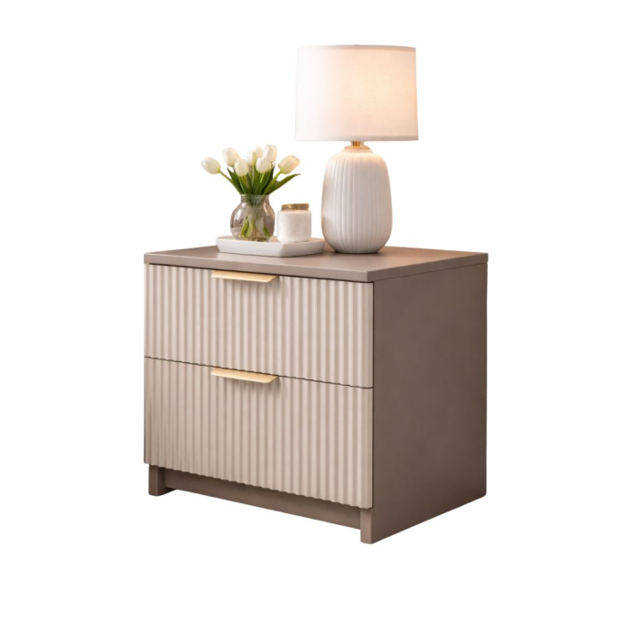 Noptiera Soft, casmir, 2 sertare, MDF riflaj vopsit [6]