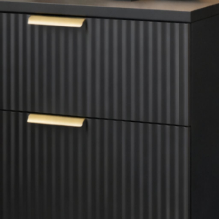 Noptiera Soft, negru, 2 sertare, MDF riflaj vopsit [8]