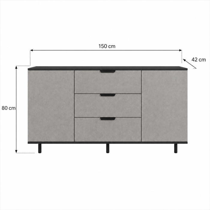 Set Comoda cu Noptiere Stone Loft, Fronturi Mdf [9]