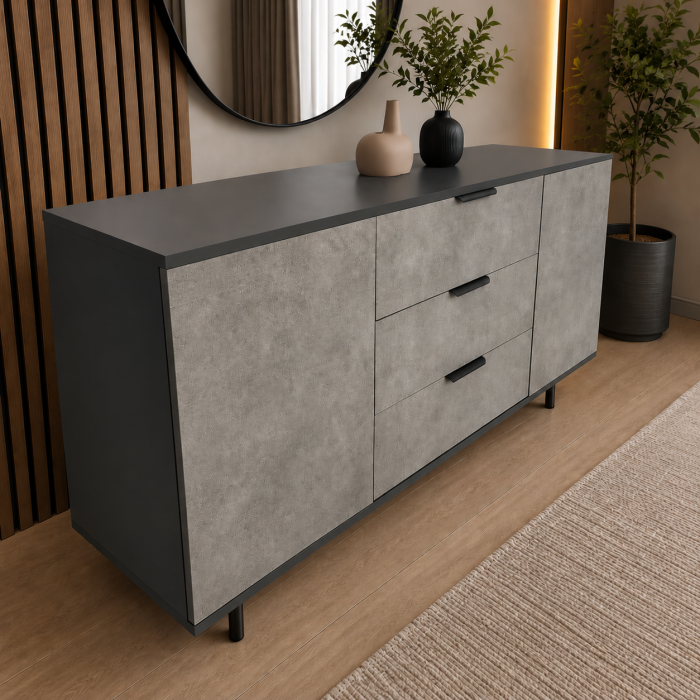 Set Comoda cu Noptiere Stone Loft, Fronturi Mdf [3]