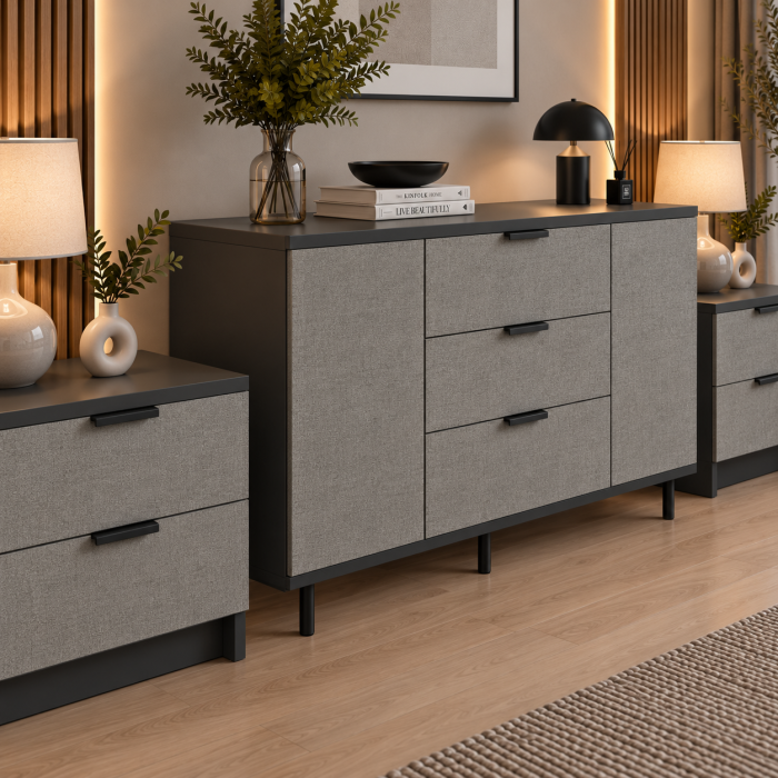 Set Comoda cu Noptiere Stone Loft, Fronturi Mdf [2]