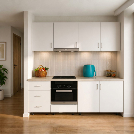 Mobilier Bucatarie - Bucatarie Aura 1.8 M, alb, blat termorezistent