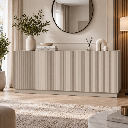 Mobilier Living - Comoda Bianca, Front MDF Frezat Vopsit, 200x 80x 40