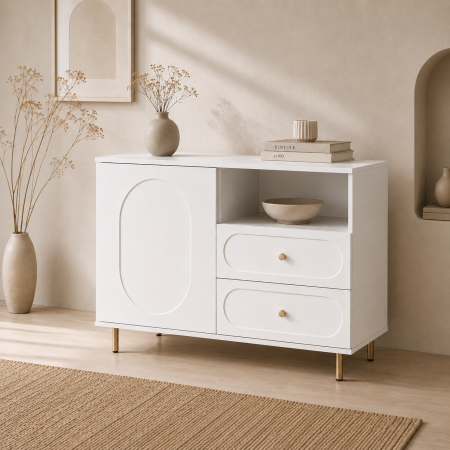 Comode - Comoda Cleo, alb, 1 usa, 2 sertare, MDF vopsit